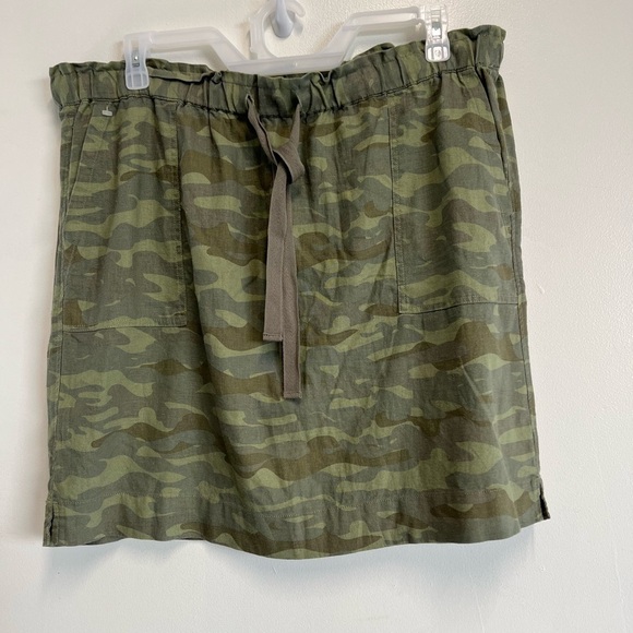 Caslon Green Camo Mini Drawstring Paper bag Linen Blend Skirt Womens XL - Picture 1 of 11
